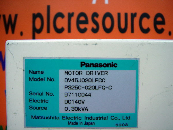 PANASONIC MOTOR DRIVER DV46J020LFGC P325C-020LFG-C -  裕益科技自動化設備可程式編碼器PLC分散式控制系統DCS